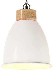 vidaXL Candeeiro teto industrial 23cm E27 ferro branco/madeira maciça