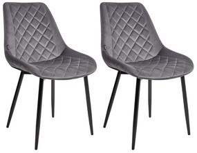 Conjunto de 2 cadeiras de jantar em veludo cinzento MARIBEL Beliani