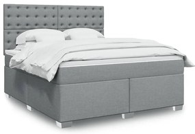 vidaXL Cama com molas/colchão 180x200 cm tecido cinzento-claro