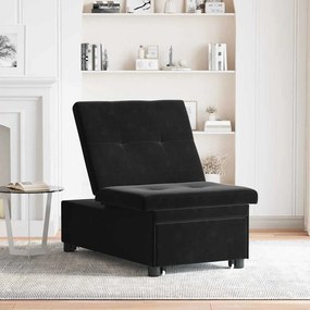 Sofá Cama 3 em 1 Retrátil Veludo Preto