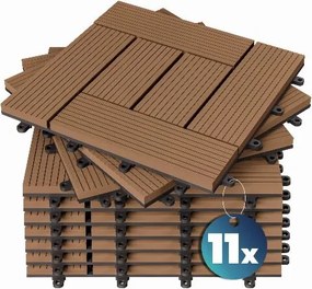 Conjunto 11 unidades Ladrilhos compostos para terraços, 30 x 30 cm mosaico cor terracota