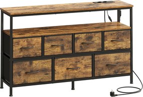 Cómoda com gavetas e  iluminação LED 30 x 113,8 x 68,1 cm castanho-preto