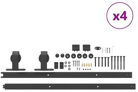 Kit de ferragens para porta deslizante 366 cm aço preto