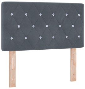 Cama Box Spring com Colchão Cinza Escuro 80x200 cm Veludo