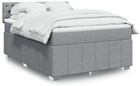 Cama com molas/colchão 140x190 cm tecido cinzento-claro