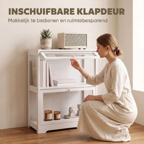 Vitrina Expositora para Coleções com 2 Níveis e Portas em Acrílico para Figuras, 59,5x30x73 cm, Branco