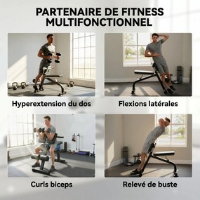 Banco de musculação dobrável com altura e inclinação ajustáveis para treino de costas e braços, 96,6 x 68 x 69-110 cm, preto