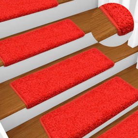 vidaXL Tapetes de escadas 10 pcs 65x21x4 cm vermelho