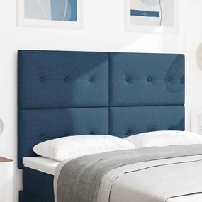 Cabeceira vidaXL Botões Almofadados Azul 140 cm Tecido