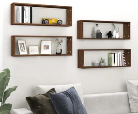 vidaXL Prateleiras em cubo 4pcs derivados de madeira carvalho castanho