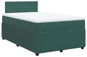 Cama boxspring com colchão 120x190 cm veludo verde-escuro