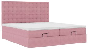 Estrutura de cama otomana com colchões 180x200 cm veludo rosa