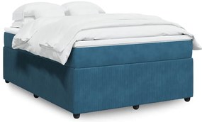 Cama com molas/colchão 140x200 cm veludo azul-escuro