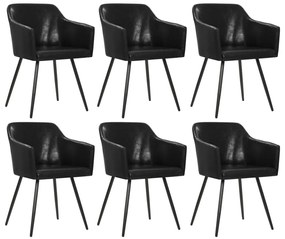 vidaXL Cadeiras de jantar 6 pcs couro artificial preto