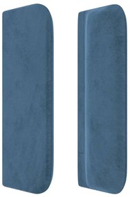 Cabeceira de cama c/ abas veludo 163x16x78/88cm azul-escuro