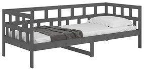 Sofá-cama 90x190 cm madeira de pinho maciça cinzento