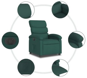 Poltrona elétrica reclinável tecido verde-escuro