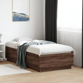 vidaXL Estrutura de cama 75x190 cm derivados madeira carvalho castanho