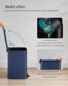 Caixote do lixo de 20 litros 34,1 x 28,6 x 54,5 cm em aço azul-escuro