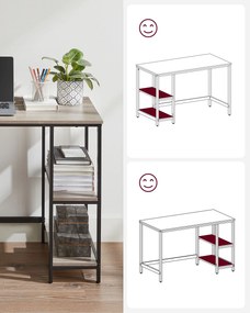 Secretária de escritório de design industrial com 2 prateleiras 50 x 100 x 75 cm greige-preto