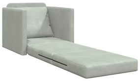 Sofá de Andar vidaXL Individual Conversível Veludo 74x77x81 cm Cinza C