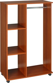 HomCom  Armários Roupeiros Móvel com Duplo Trilho 3 Estantes Organizador 80x40x128cm |Aosom Portugal