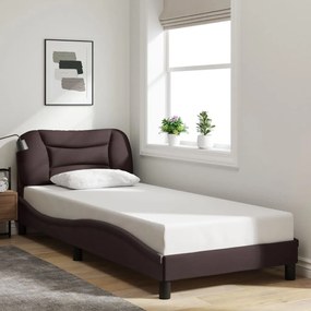 Estrutura de cama sem colchão 90x200 cm tecido castanho-escuro