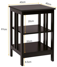 Mesa de cabeceira ou Mesa de apoio  com barras de reforço Mesa de apoio para sofá para quarto Sala de estar Corredor 40 x 40 x 61 cm Castanho