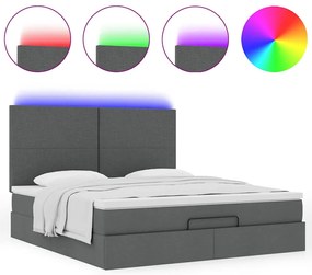 Estrutura de cama otomana com colchão tecido cinzento escuro