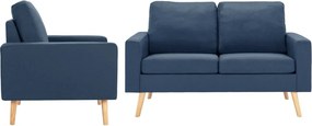 2 pcs conjunto de sofás tecido azul