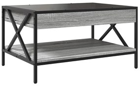 Mesa de centro luzes LED Infinity 70x50x38 cm cinzento sonoma