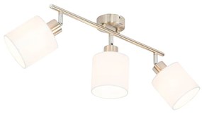 Candeeiro de teto com focos ajustáveis em aço com abajur branco 3-luzes - Hetta Moderno
