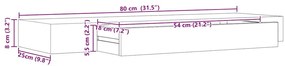 Prateleira de parede suspensa com gaveta 80x25x8 cm preto