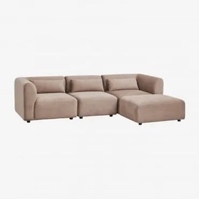 Sofá Modular De 3 Peças Com Puff Fogler Bombazina Castanho Camel - Sklum