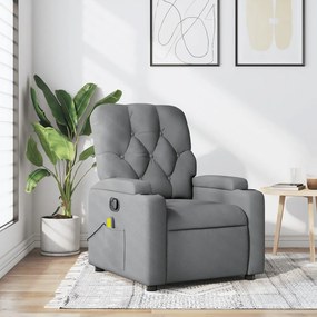 vidaXL Poltrona de massagens reclinável tecido cinzento-claro