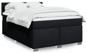 vidaXL Cama com molas/colchão 140x200 cm tecido preto