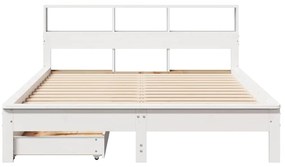 Cama com estante sem colchão 140x190 cm pinho maciço branco