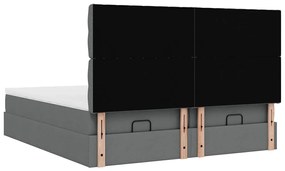 Estrutura de cama otomana com colchões tecido cinzento escuro