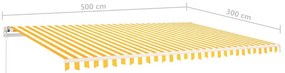 Toldo retrátil manual com postes 5x3 m amarelo e branco