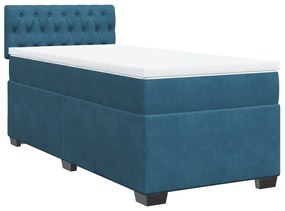 Cama boxspring com colchão 90x200 cm veludo azul