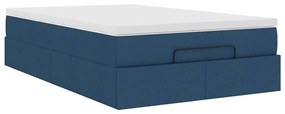 Estrutura de cama otomana com colchão 120x200 cm tecido azul