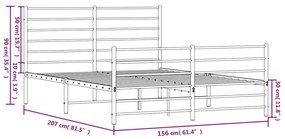 Estrutura de cama com cabeceira e pés 150x200 cm metal branco