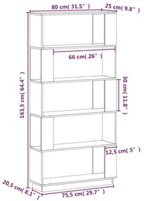 Estante/divisória 80x25x163,5 cm pinho maciço branco