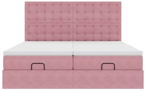 Estrutura de cama otomana com colchões 180x200 cm veludo rosa