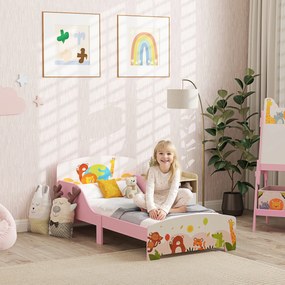 Cama infantil de chão 140 x 70 cm, (COLCHÃO NÃO INCLUID) com base de ripas de madeira, design baixo e seguro, cor-de-rosa