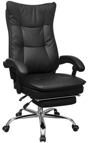 vidaXL Cadeira de escritório reclinável com apoio braços, preto