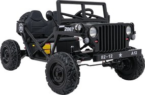 Jipe elétrico para Crianças 2V 4x4 STAR Veículo Militar STAR, Rodas de espuma EVA, Controle remoto Preto