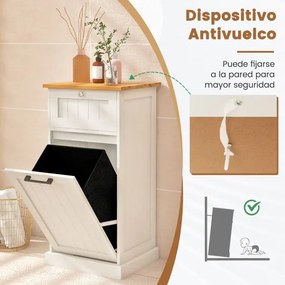 Armário para roupa suja com cesto para roupa suja e gaveta Organizador de roupa suja para quarto de banho Lavandaria 40 x 37 x 82 cm Branco