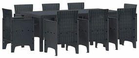 Conjunto de Jantar para Jardim 9 pcs Antracite Polipropileno