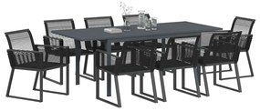 Conjunto de Jantar para Jardim Manual 9 pcs Preto Largo